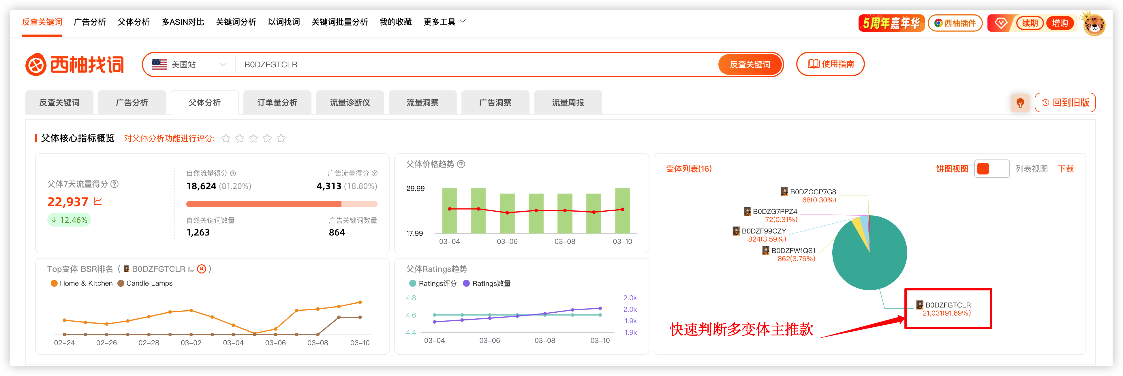 精准洞察ASIN流量结构-单ASIN